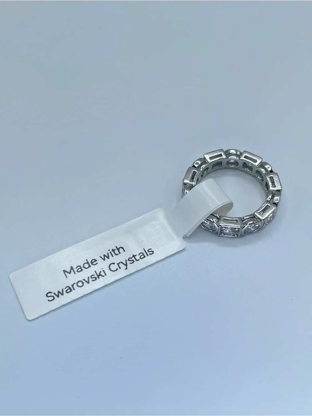 Swarovski Crystal Elements White Eternity Band Ring Geometric Bezel Set Sz 6